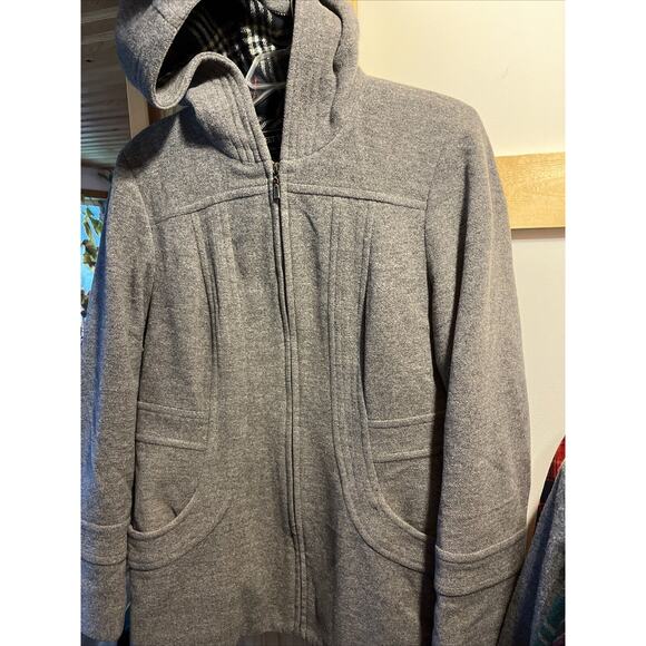 Fleet Street Ltd Wool Blend Hooded Coat Jacket Medium Gray Zipper Outdoor Travel - Picture 7 of 13